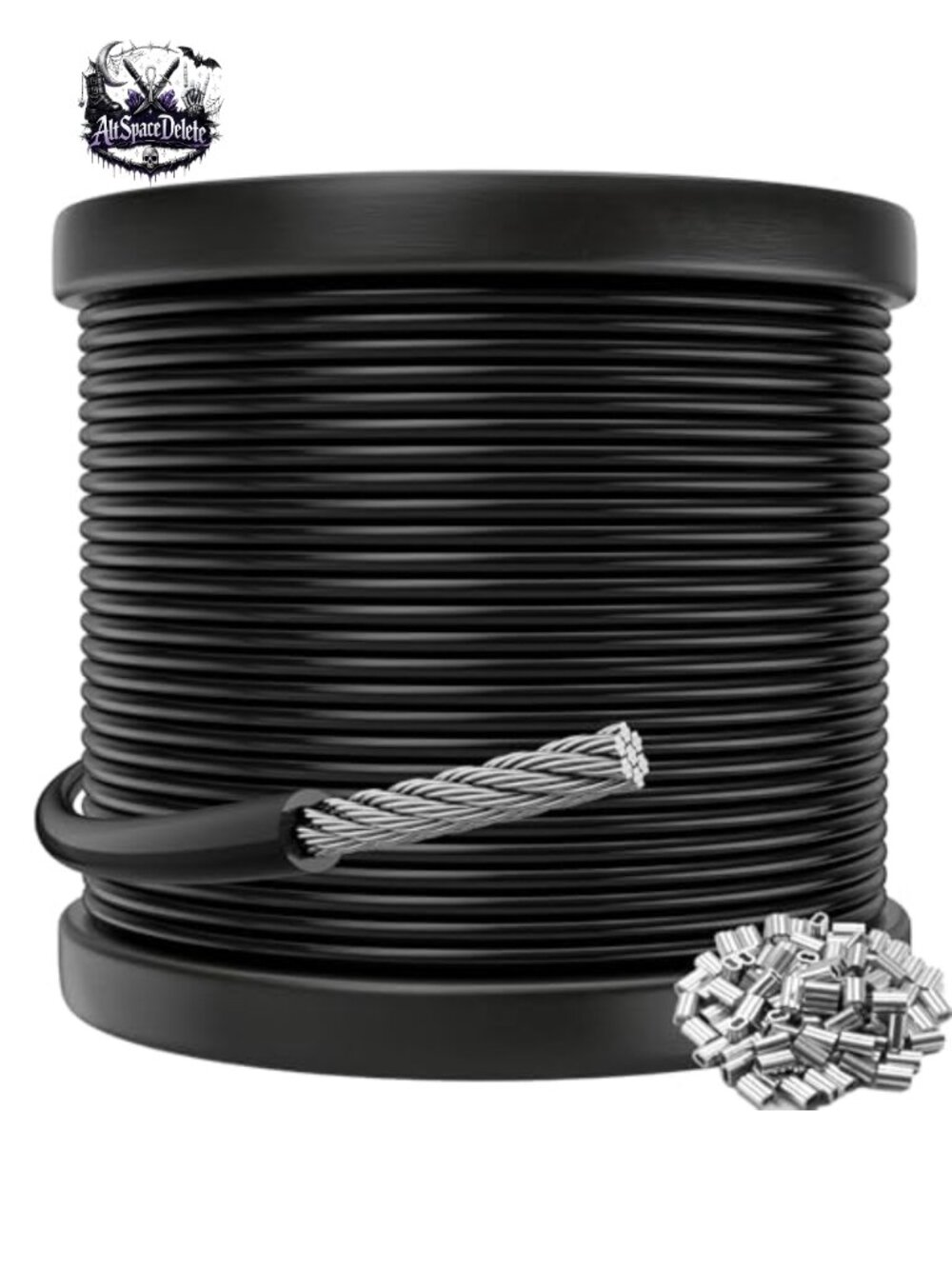 Black Vinyl Coated Cable 3/32" 304 Stainless Steel Wire Rope 200ft 7x7